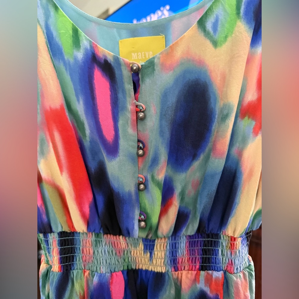 Maeve by Anthropologie Women's Size 2 Aloisia Watercolor Silk Flowy Maxi Dress - Picture 11 of 15
